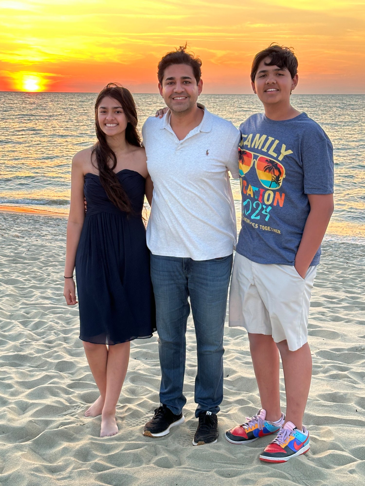 Beach sunset with kids